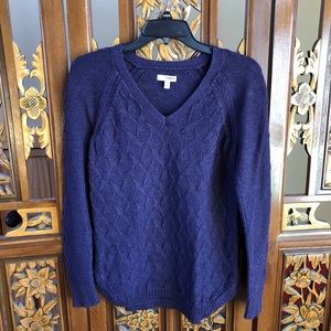 Sonoma Plum Cable Knit V-Neck Sweater Size M